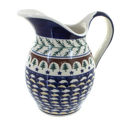 Blue Rose Polish Pottery Evergreen Pitcher