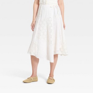 Women's Eyelet Midi Asymmetrical Skirt - Universal Thread™ Cream M : Target