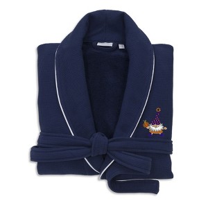 Linum Home Textiles Hotel Collection 100% Turkish Cotton Unisex Waffle Terry Embroidered Bathrobe with Satin Piped Trim - Halloween Gnomes - 1 of 3
