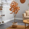 Nearly Natural 5-ft Artificial Autumn Eucalyptus Tree with Handmade Jute & Cotton Basket with Tassels - image 3 of 4