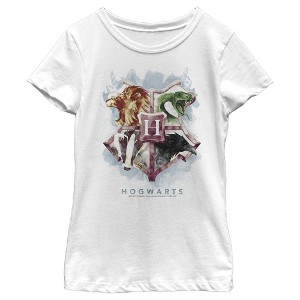 Girl's Harry Potter Hogwarts Watercolor Symbols T-Shirt - 1 of 4