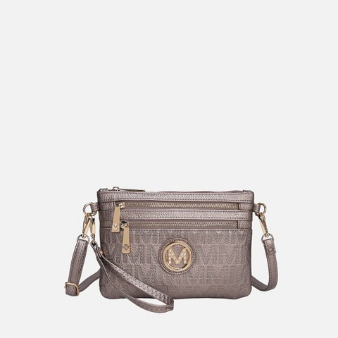 MKF Collection Signature Crossbody Wristlet Bag with Zip Closure, Roonie– MKF Collection by Mia K – Pewter