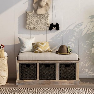 Shoe Storage Bench for Entryway,Entryway Bench with Storage Removable Basket, Shoe Cabinet with Hidden Storage for Entryway Living Room - 1 of 4