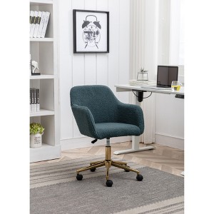 PAGED Home Office Chair Adjustable Height Gaming Chair with Gold Metal Legs and Universal Wheel, Vanity Chairs for Bedroom, Home Office - 1 of 4