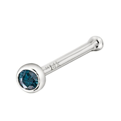 Jewelry Avalanche 22G 14K Gold Bezel-set Blue Diamond Ball-end Nose Stud