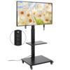 Rolling TV Stand, Swivel Portable TV Stand for 32-75 Inch Screen TVs, Height Adjustable & Wood Base, Mobile TV Cart with Shelf, Up to 120 Lbs - 3 of 4