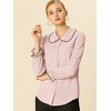 Allegra K Women's Sweet Ruffle Peter Pan Collar Long Sleeves Button Down Shirt - 2 of 4