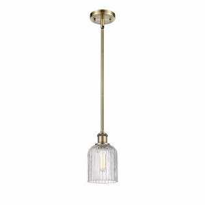 Bridal Veil - 1 Light Stem Hung Mini Pendant In Art Deco Style-9 Inches Tall and 5 Inches Wide - 1 of 1