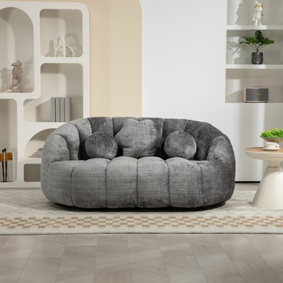 64"W 2-Seater Bean Bag Sofa Lazy Sofa Bean Bag Chair Couch  Accent Floor Soft Lounge Chair Loveseat-ModernLuxe