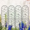 Syemin Patio Decorative Screens, Iron Arch Decoration Garden Trellis, for Outdoor for Climbing Plants Support, Flowerbed, Black, 19.7"*19.7"*86.7" - 3 of 4
