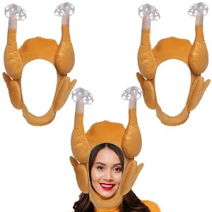 Simply Genius 3 Pack Turkey Hats for Thanksgiving, Funny Hats for Adults, Ideal Turkey Costume, Thanksgiving Decorations, Accessories - 1 of 4