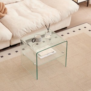 Transparent Glass Side & End Table, Durable Tempered Glass for a Petite End or Small Occasional Table - 1 of 4