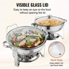 VEVOR Chafing Dish Buffet Set, 4 Qt 2 Pack, Stainless Steel Chafer with 2 Full Size Pans, Round Catering Warmer Server with Vented Glass Lid Water Pan - 2 of 4
