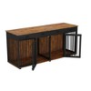 Famapy Large Dog Crate with Dual - Room: Brown Wood Grain,Metal Frame Ample Storage & Sturdy Build - 4 of 4