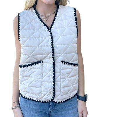 Women's Stitched Black Vest - entro L
