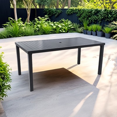Christopher Knight Home Peter Patio 67" Rectangle Slatted Top Aluminum Dining Table