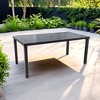 DOMETOUR Modern 35.5"x67" Outdoor Patio Dining Table with Post-Leg Design, Rust-Free, Adjustable Foot Pads, Umbrella Hole with Matching Cover - 2 of 4