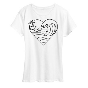 Women's - Instant Message - Heart Ocean Line Art Short Sleeve Graphic T-Shirt - 1 of 4