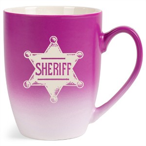 100 North Star Badge 10 Ounce Pink and White Two Toned Ombre, Comfortably Fits Your Hands, Ceramic Tea Coffee Cup Mug, Sheriff - 1 of 1