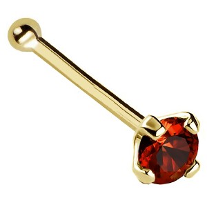 Jewelry Avalanche 22G 14K Gold Ball-end Nose Stud with Garnet Gemstone - 1 of 2