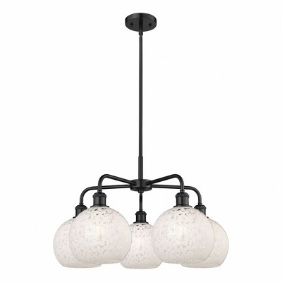 White Mouchette - 5 Light Stem Hung Chandelier In Modern Style-15.5 Inches Tall and 26 Inches Wide