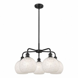 White Mouchette - 5 Light Stem Hung Chandelier In Modern Style-15.5 Inches Tall and 26 Inches Wide - 1 of 1