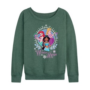 Women's - Disney Princess - Winter Magic Lightweight French Terry Wide Neck Long Sleeve Shirt - 1 of 4