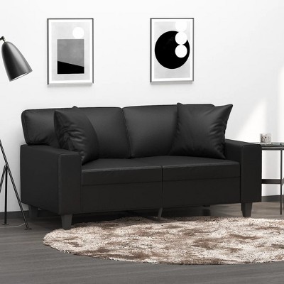 vidaXL Throw Pillows 2 pcs Black 15.7 in.x15.7 in. Faux Leather