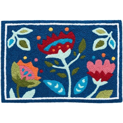 Jellybean Folk Art Flowers Doormat, 20" x 30" – Vibrant Floral Accent Rug with Handcrafted Style for Entryways or Patios