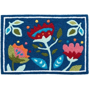 Jellybean Folk Art Flowers Doormat, 20" x 30" – Vibrant Floral Accent Rug with Handcrafted Style for Entryways or Patios - 1 of 3