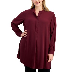 Anne Klein Womens Covered Placket Tunic Blouse - 1 of 1