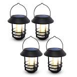 Dartwood Solar Wall Lanterns - Outdoor Mounted Wall Lanterns for Your Yard, Patio, or Walkway (4 Pack, Black)