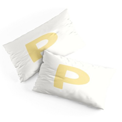 Deny Designs King April Lane Art Block Yellow Monogram P Microfiber Printed Pillow Sham