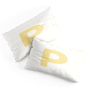 Deny Designs King April Lane Art Block Yellow Monogram P Microfiber Printed Pillow Sham - 1 of 3