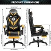 Hoffree Upholstered Massage Gaming Chair Ergonomic Office PC Chair with Bluetooth Speaker & RGB Light - 3 of 4