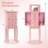 Costway Jewelry Cabinet Storage Chest Standing Organizer Mirror White Black - 3 of 4