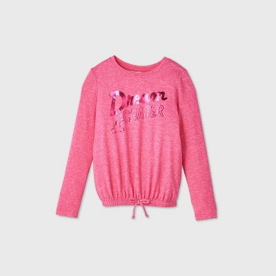 Cat & Jack Girls' Long Sleeve Pink Cozy Pullover 
