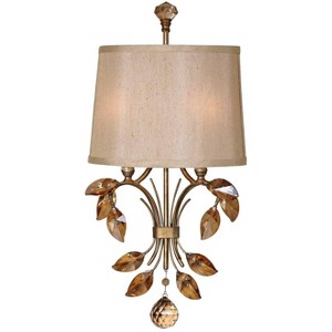 Uttermost Vintage Wall Sconce Burnished Golden Crystal Hardwired 12 1/4" Fixture Sheer Fabric Shade for Bedroom Bathroom Vanity - 1 of 1