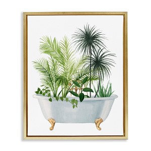 Stupell Industries Mixed Plant Leaves Antique Bathroom Tub, 21" x 17" - 1 of 4