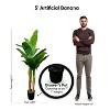 Cypress & Alabaster | 5' Realistic Artificial Banana Plant Deluxe In Home Basics Starter Pot, Home Décor, Office - image 3 of 4