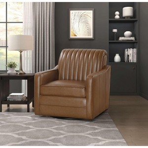 CAVINAS Chenille Swivel Accent Chair with Curved Backrest and Back Pillow,Modern Upholstered Living Room Chairs,Reading Chairs for Living Room - 1 of 4