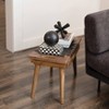 Storied Home Mango Wood Stool Brown: Leather Seat, No Assembly, 17.75" Height, Accent Chair - 3 of 4