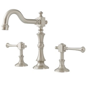 BWE 8 in. Widespread Double Handle 3 Hole Bathroom Faucet Water-Saving With Metal Drain - 1 of 4