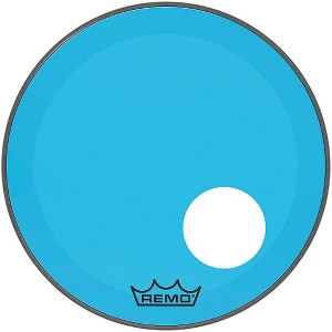 Remo Powerstroke P3 Colortone Blue Resonant Bass Drum Head With 5" Offset Hole - 1 of 2