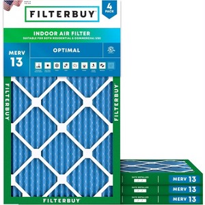 Filterbuy 22x36x1 Air Filter (4-Pack), Pleated MERV 13 Health Defense Replacement HVAC AC Furnace Filters (Actual Size: 21.50 x 35.50 x 0.75) - 1 of 4