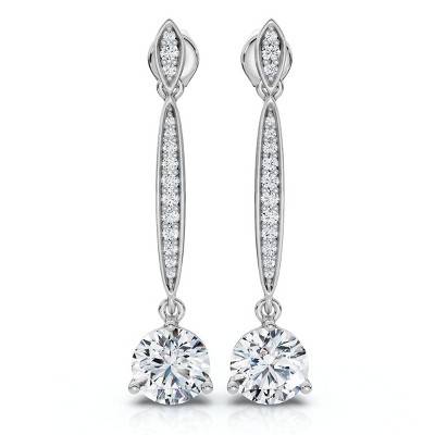 Pompeii3 1 5/8Ct Drop Dangle Earrings 14k Gold Lab Created