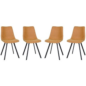 LeisureMod Markley Dining Chairs Modern Leather Kitchen Side Chairs with Metal Legs Set of 4 - 1 of 4