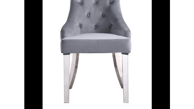 21&#34; Satinka Accent Chair Gray Fabric/Mirrored Silver Finish - Acme Furniture, 2 of 6, play video