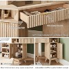 SinCiDo Makeup Vanity Desk with 3 LED Mirror & Charging Station, 48" Fluted Vanity Table with Glass Top & Storage Cabinets for Bedroom, Beige - 3 of 4