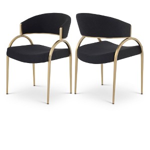 Meridian Furniture,Privet Linen Textured Fabric Dining Chair, Set of 2 - 1 of 4